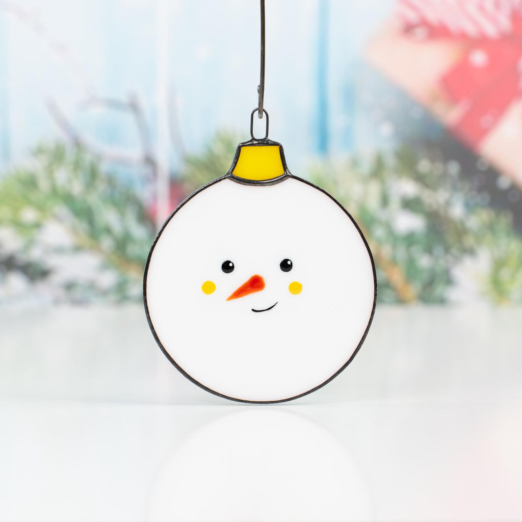 Snowman stained glass Christmas ornaments Grandparents Christmas gift Snowman ornament stained glass window hangings Winter art