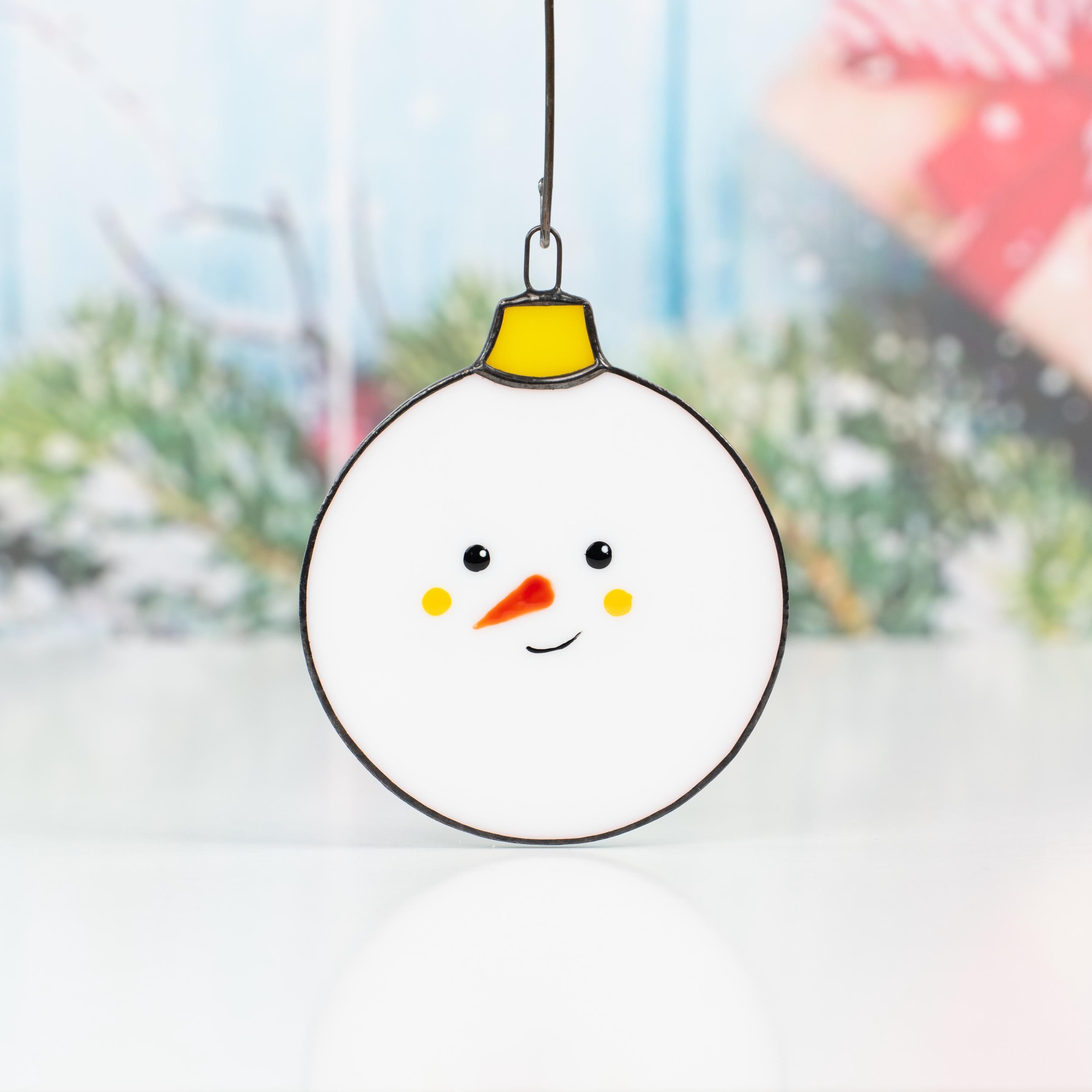 Snowman stained glass Christmas ornaments Grandparents Christmas gift Snowman ornament stained glass window hangings Winter art