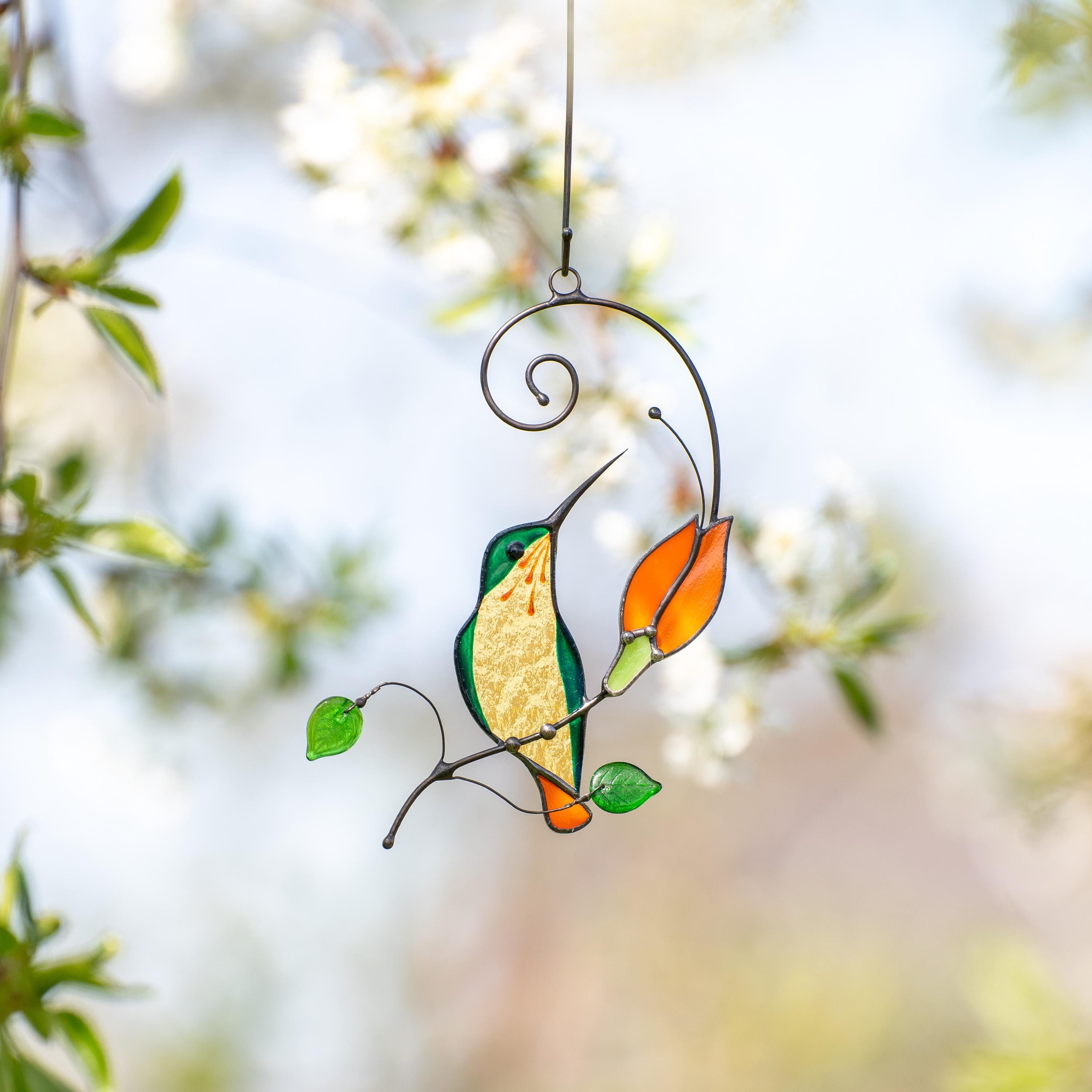Hummingbird stained glass window hangings Godmother gift Hummingbird gifts stained glass suncatcher Grandma gift