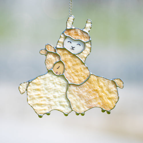Alpaca stained glass window hangings Big sister gift Llama decor Alpaca gifts Llama stained glass suncatcher Custom stained glass pieces