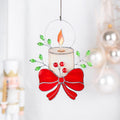 Christmas candle stained glass window hangings Handmade Christmas gift Winter candles stained glass suncatcher Home decor items aesthetic