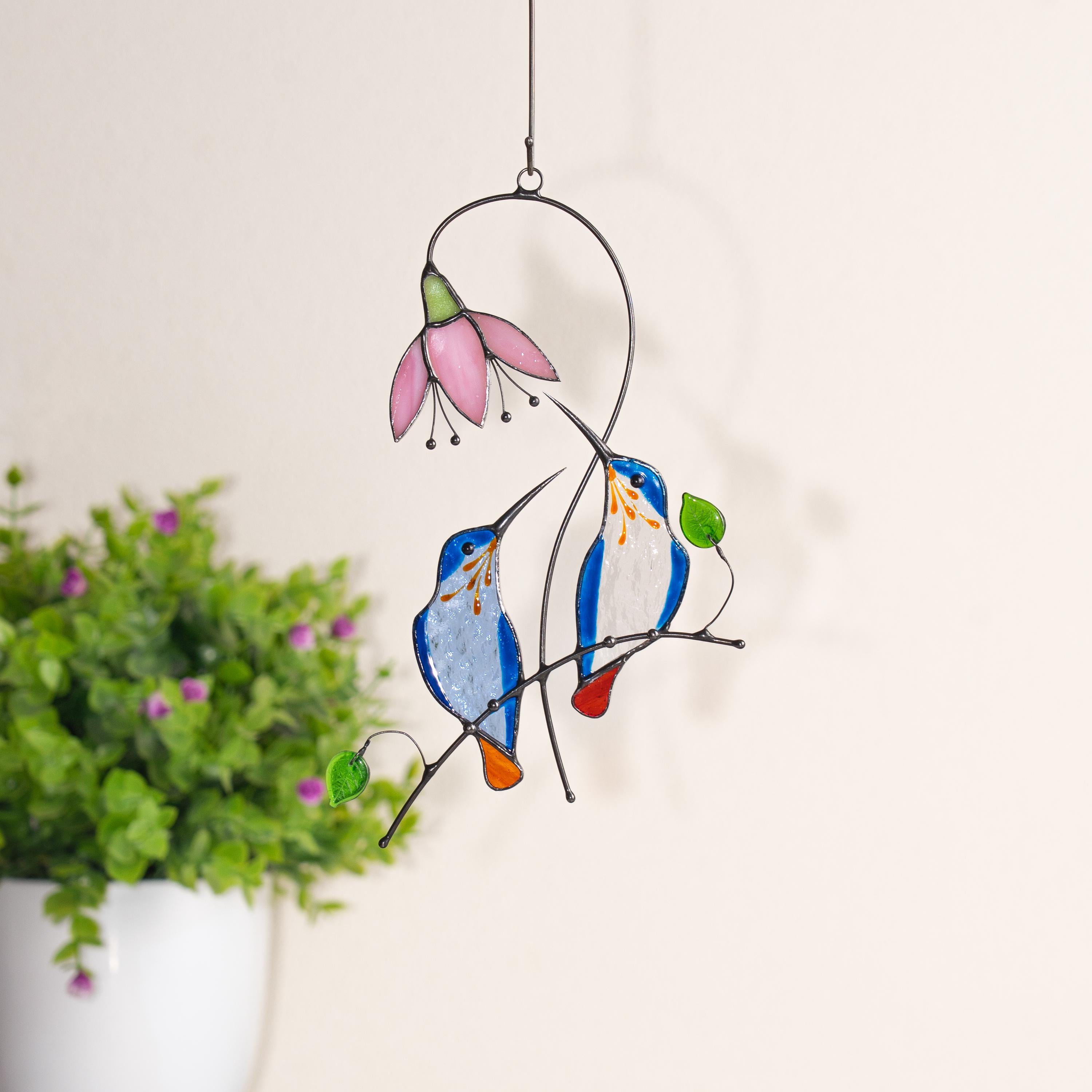 Hummingbird stained glass bird Sister in law gifts Hummingbird gifts stained glass window hangings Cardinal ornament Hummingbird suncatcher