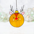 Christmas balls stained glass window hangings Unique holiday gift Reindeer stained glass suncatcher Christmas tree ornaments