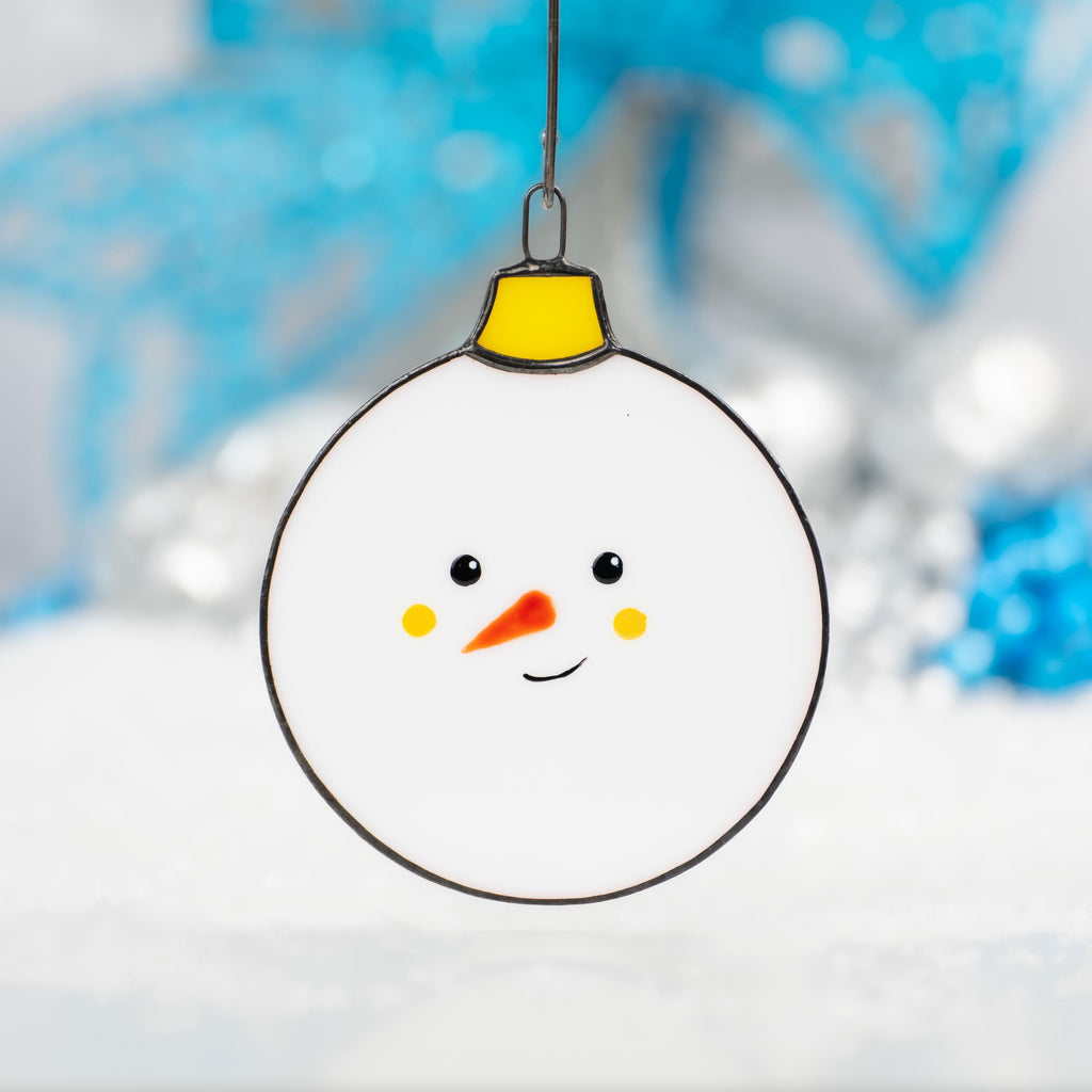 Snowman stained glass Christmas ornaments Grandparents Christmas gift Snowman ornament stained glass window hangings Winter art