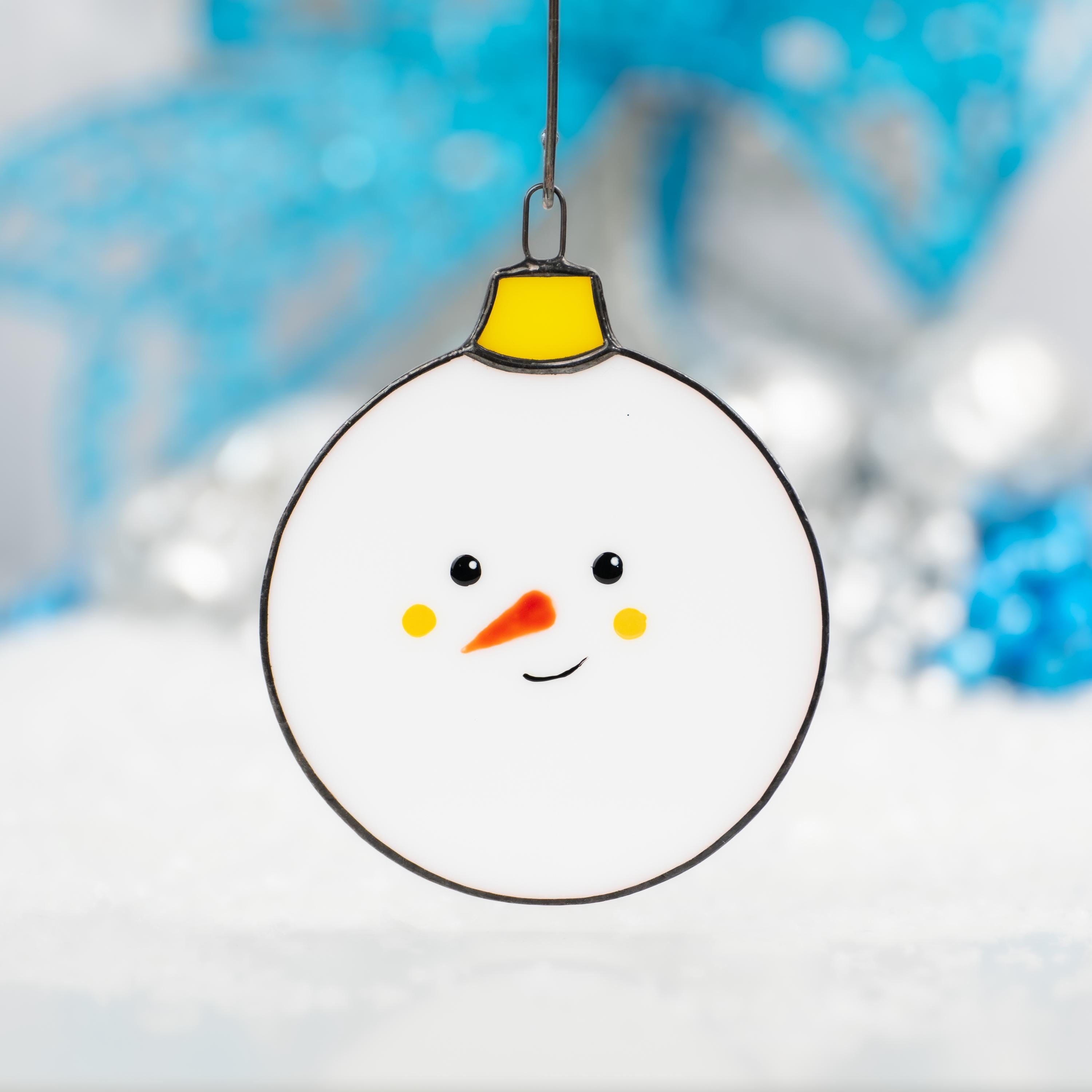 Snowman stained glass Christmas ornaments Grandparents Christmas gift Snowman ornament stained glass window hangings Winter art