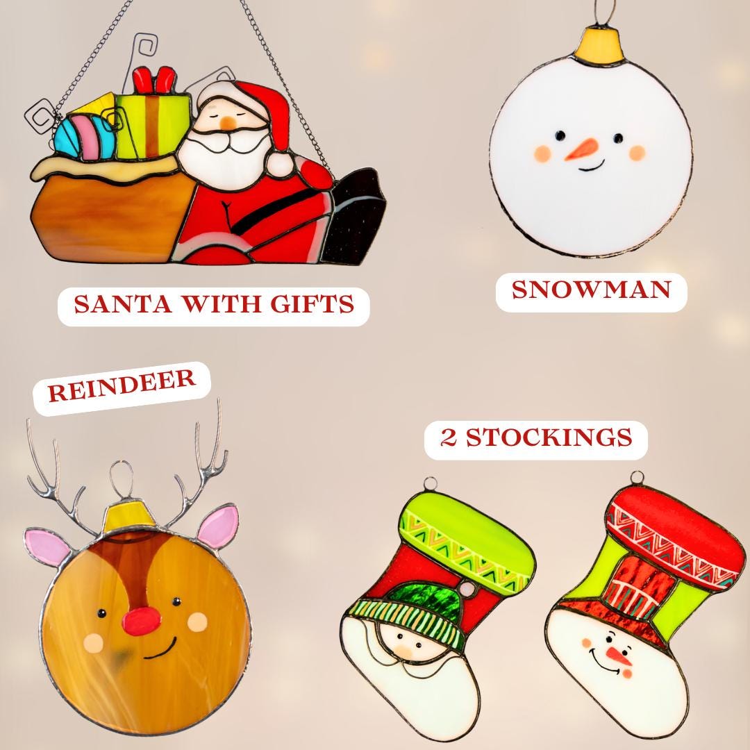 Snowman stained glass Christmas ornaments Grandparents Christmas gift Snowman ornament stained glass window hangings Winter art