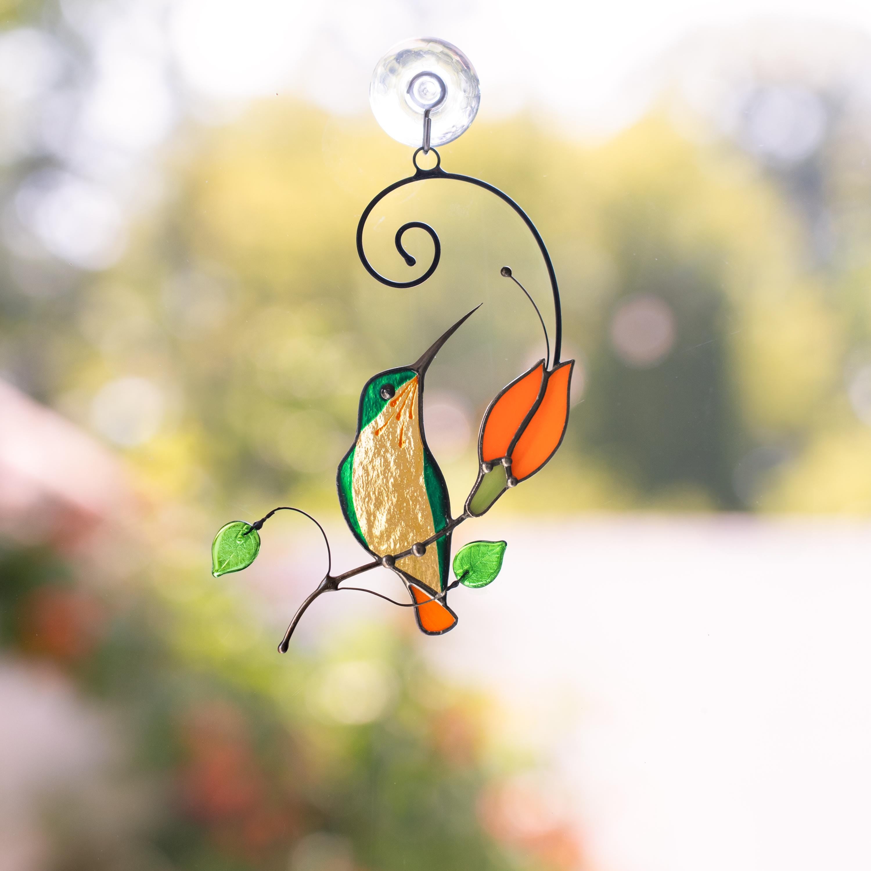 Hummingbird stained glass window hangings Godmother gift Hummingbird gifts stained glass suncatcher Grandma gift