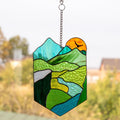 Stained glass sunset Grandparent gifts Custom stained glass window hangings New mom gift Sunset artwork Stained glass panel