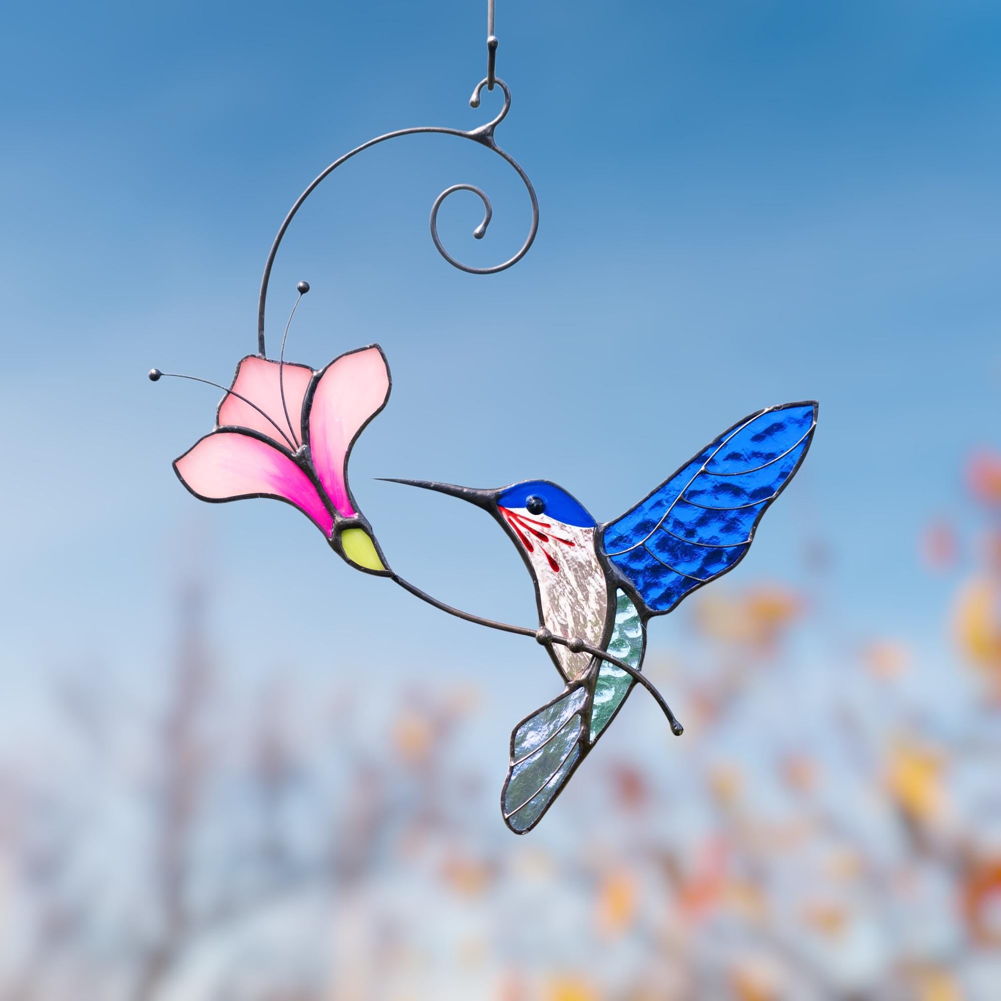 Hummingbird gifts stained glass window hangings Great grandma gift Hummingbird stained glass suncatcher Garden decoration