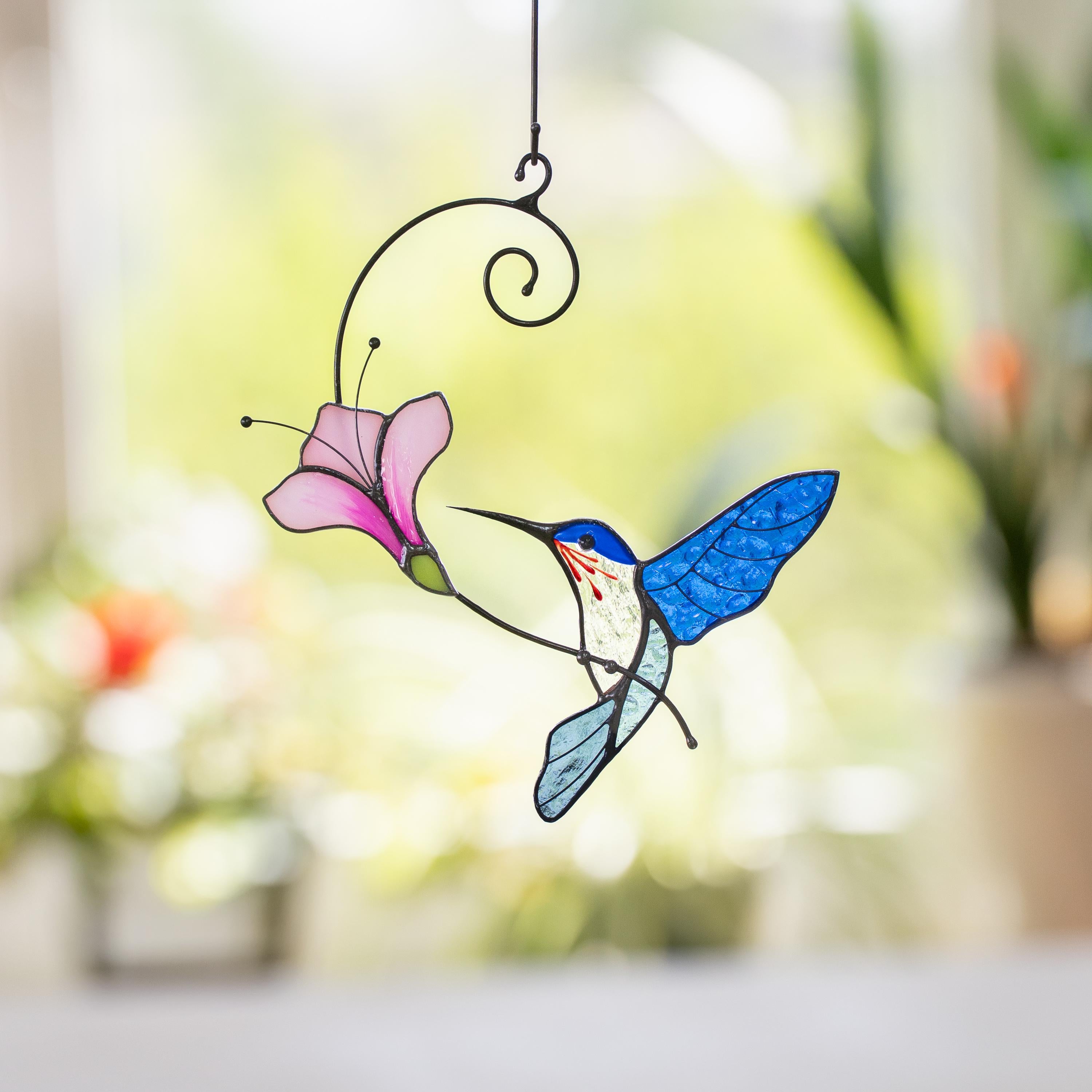 Hummingbird gifts stained glass window hangings Great grandma gift Hummingbird stained glass suncatcher Garden decoration