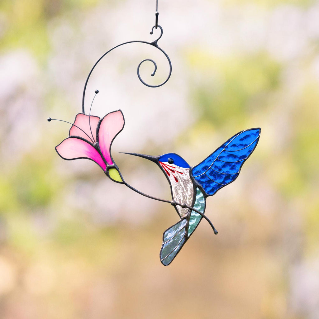 Hummingbird gifts stained glass window hangings Great grandma gift Hummingbird stained glass suncatcher Garden decoration