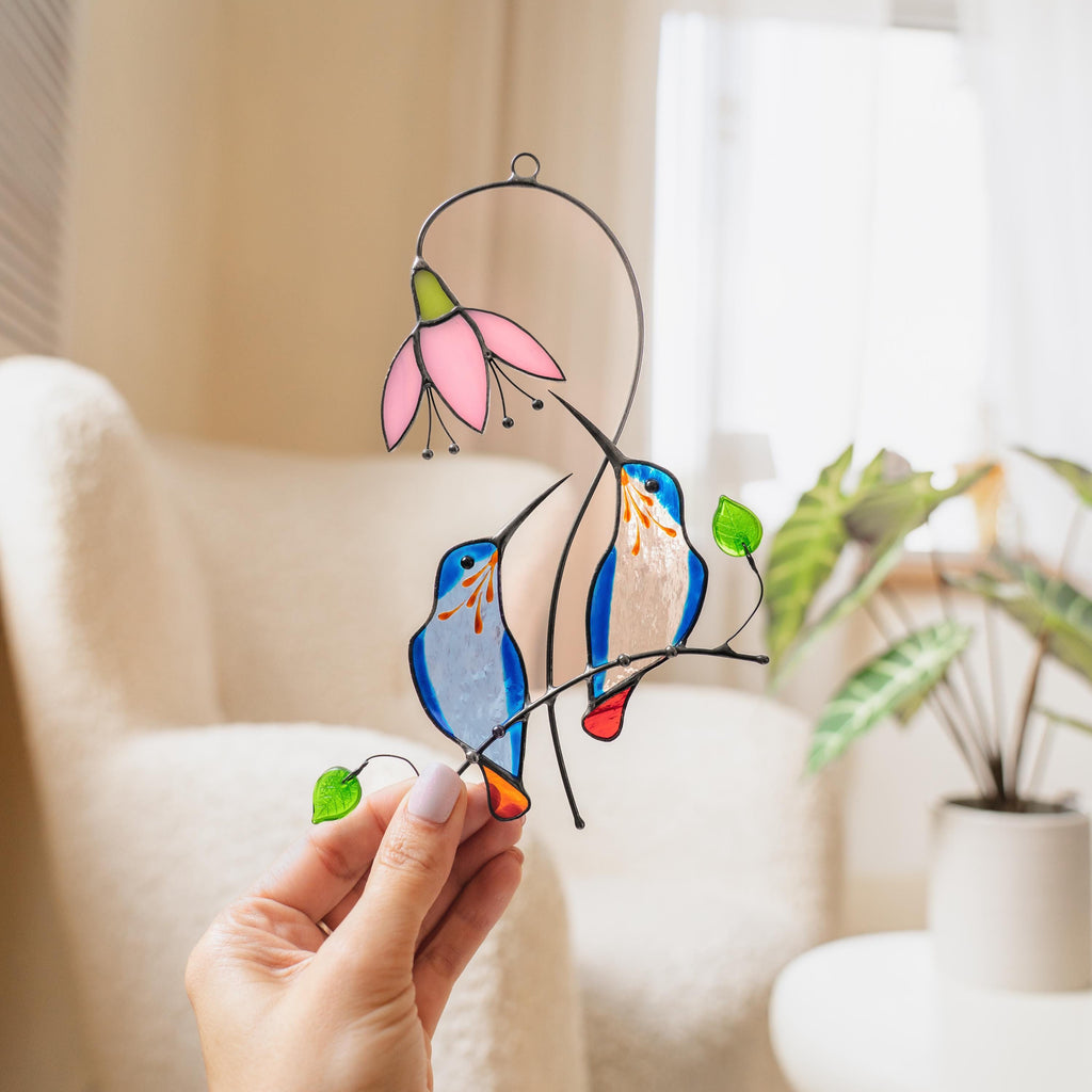 Hummingbird stained glass bird Sister in law gifts Hummingbird gifts stained glass window hangings Cardinal ornament Hummingbird suncatcher