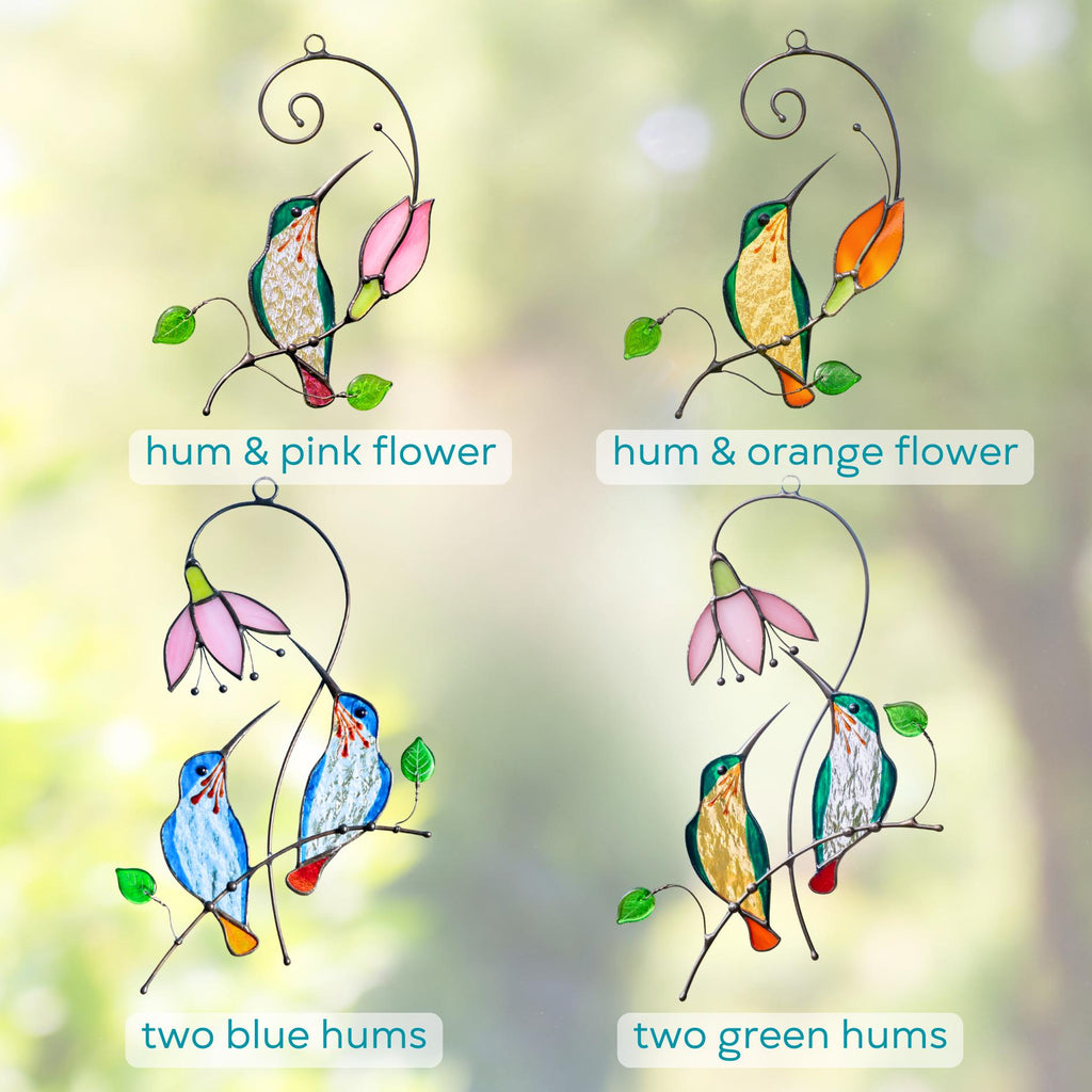 Stained glass hummingbird gifts Unique gift for mom stained glass window hangings Great grandma gifts Hummingbird garden decor