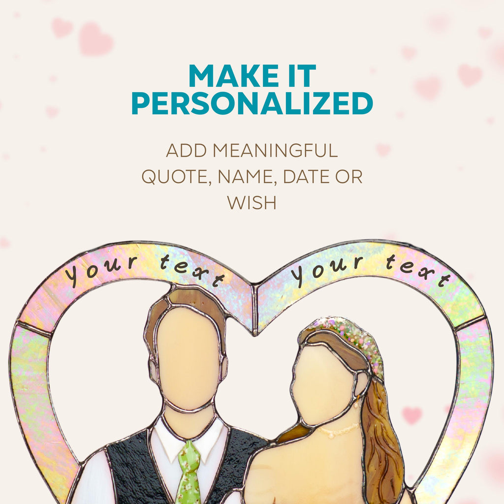 Custom portrait gift stained glass panel Faceless portrait Personalized portrait stained glass window hangings Wedding gift for couple