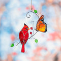 Cardinal stained glass memorial suncatcher Godmother gift Monarch butterfly stained glass window hangings Garden stakes New home gift