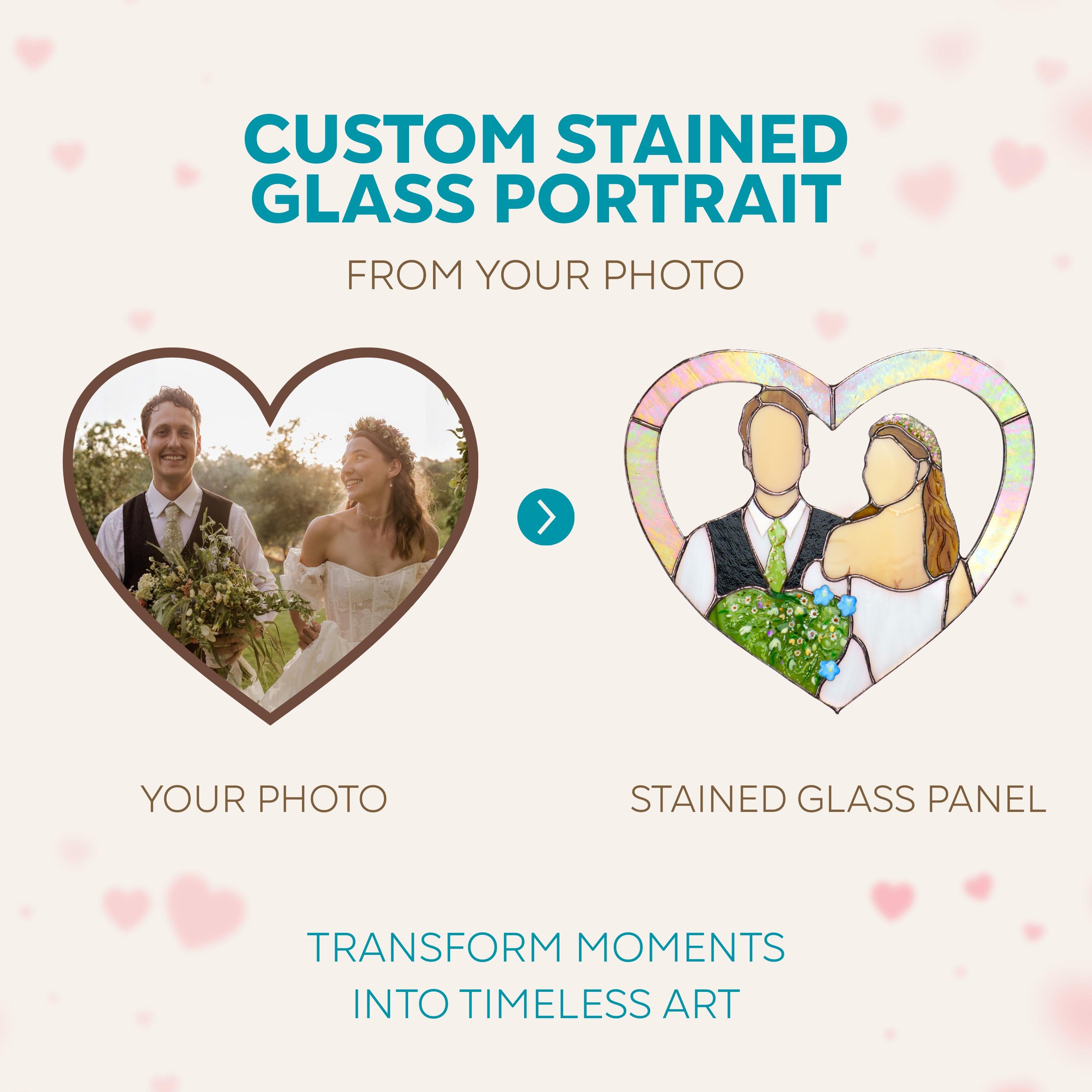 Custom portrait gift stained glass panel Faceless portrait Personalized portrait stained glass window hangings Wedding gift for couple