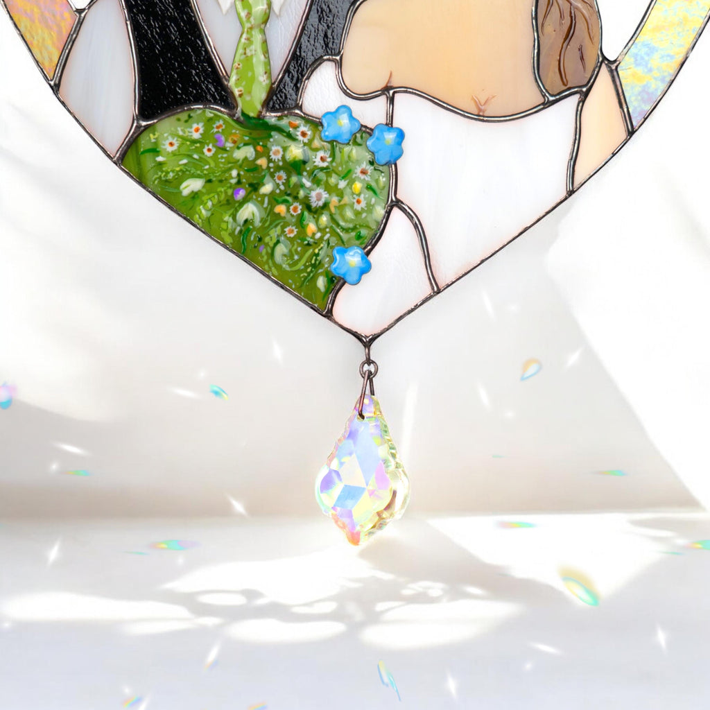 Custom portrait gift stained glass panel Faceless portrait Personalized portrait stained glass window hangings Wedding gift for couple