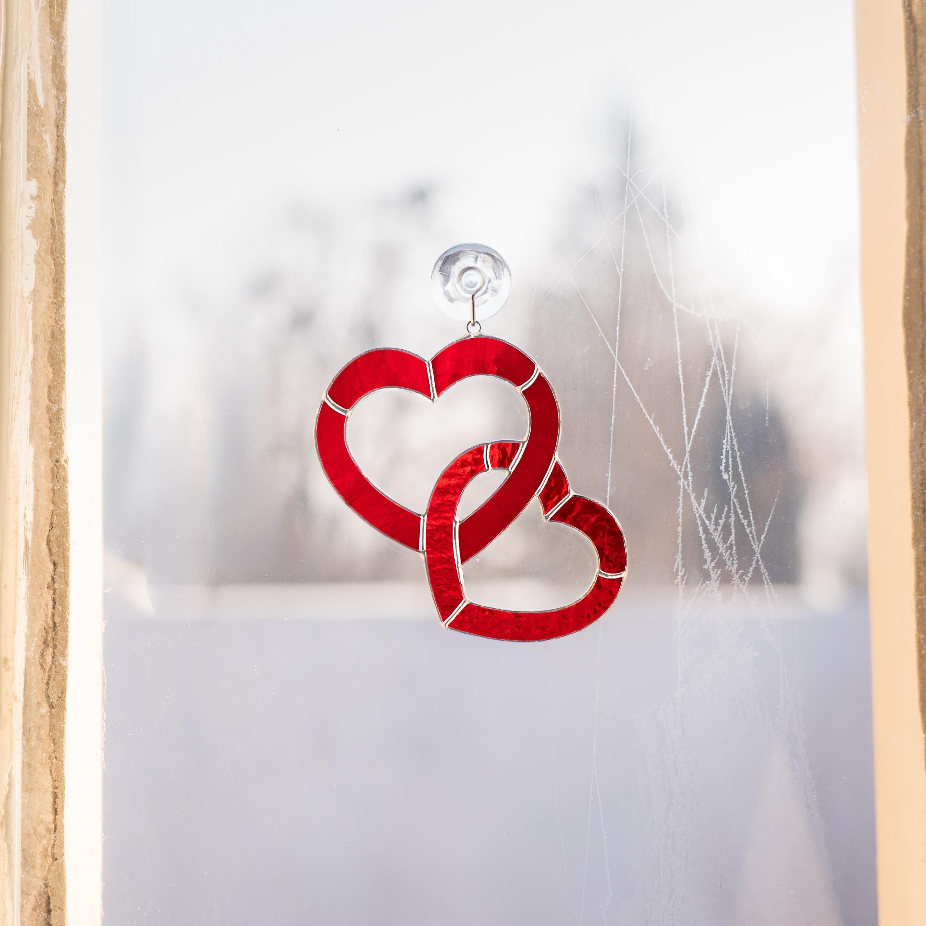 Stained glass heart ornament Valentines gift for girlfriend Stained glass window hangings Romantic gifts Valentines gift for wife
