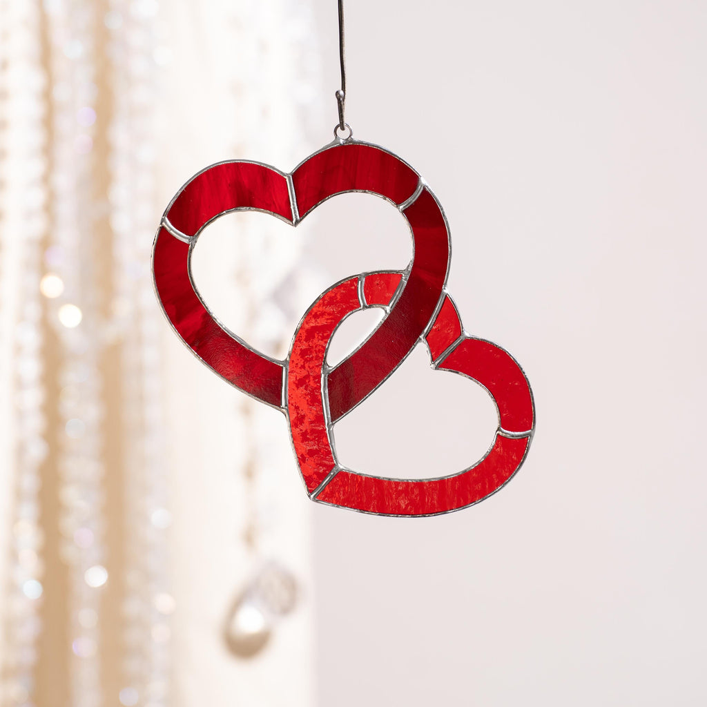 Stained glass heart ornament Valentines gift for girlfriend Stained glass window hangings Romantic gifts Valentines gift for wife