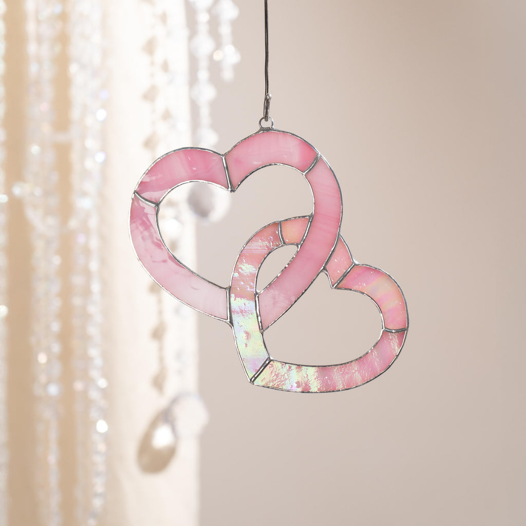 Heart stained glass window hangings Valentines day gift for her Stained glass ornament Valentine couple gift Galentines day gifts
