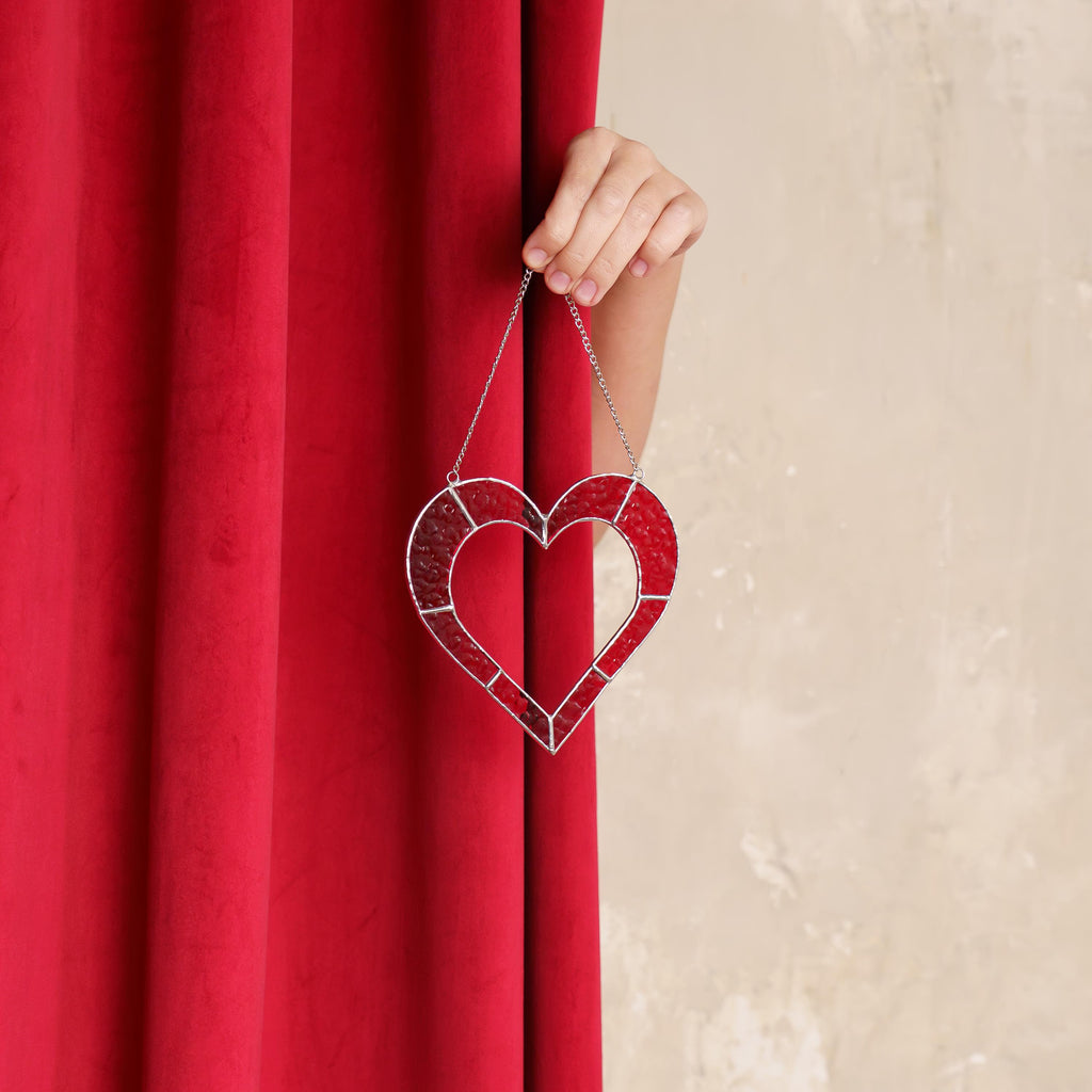 Stained glass Valentine decor Mother in law wedding gift Heart stained glass window hangings Wedding gift for couple unique Romantic art
