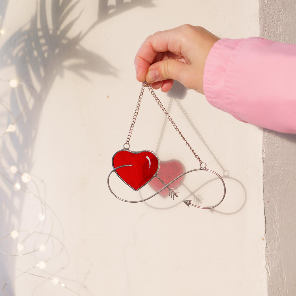 Heart stained glass suncatcher Valentines gift for wife Romantic gifts stained glass window hangings Valentine couple gift Stained glass art