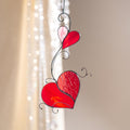 Heart stained glass suncatcher Wedding gift for couple Valentines decor stained glass window hangings 1st anniversary gift for wife