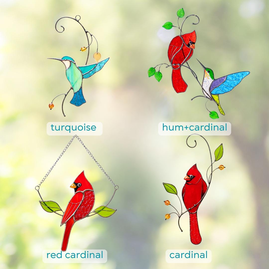 Hummingbird gifts stained glass window hangings Great grandma gift Hummingbird stained glass suncatcher Garden decoration