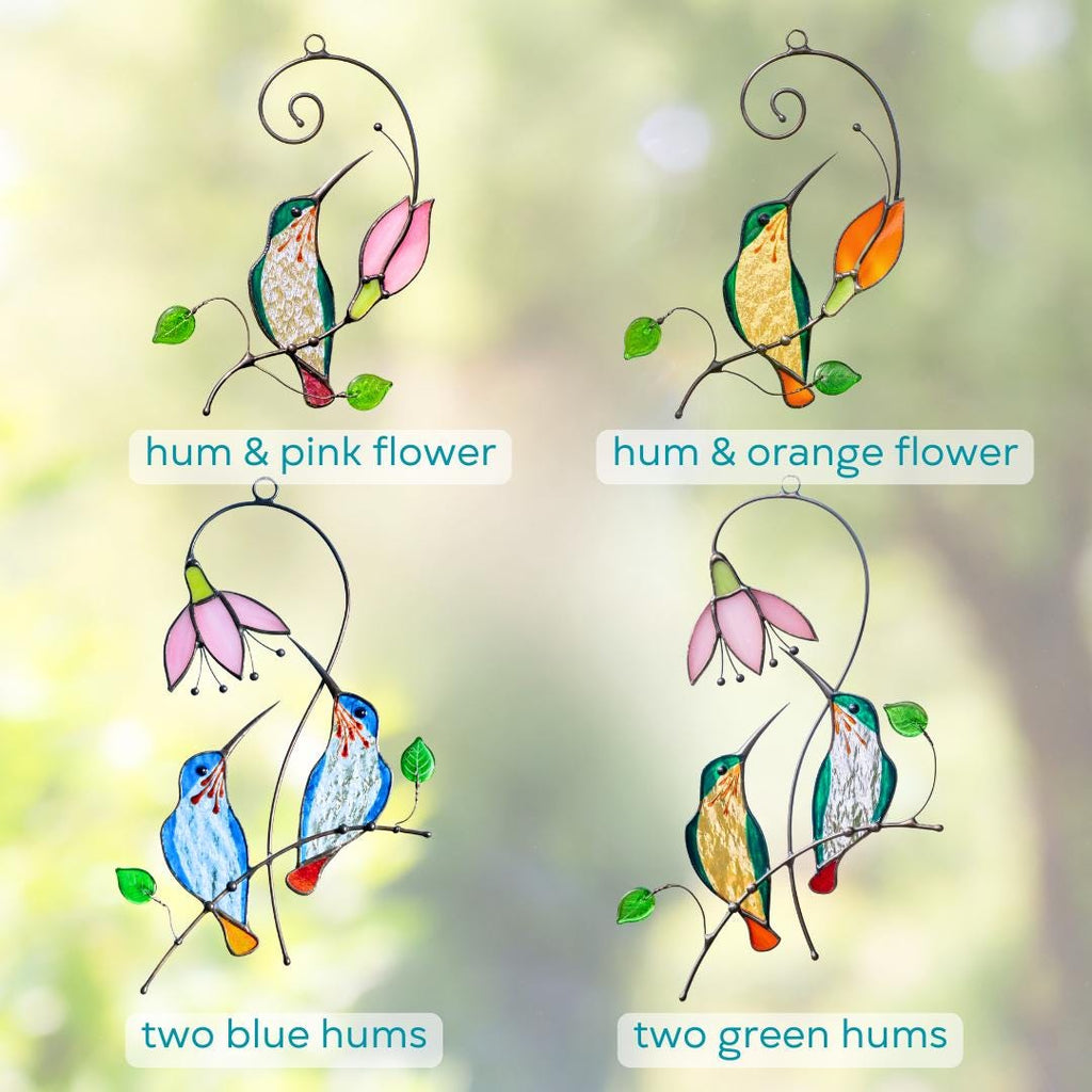 Hummingbird stained window hangings Unique gift for mom Hummingbird suncatcher Hummingbird gifts Mothers day gifts