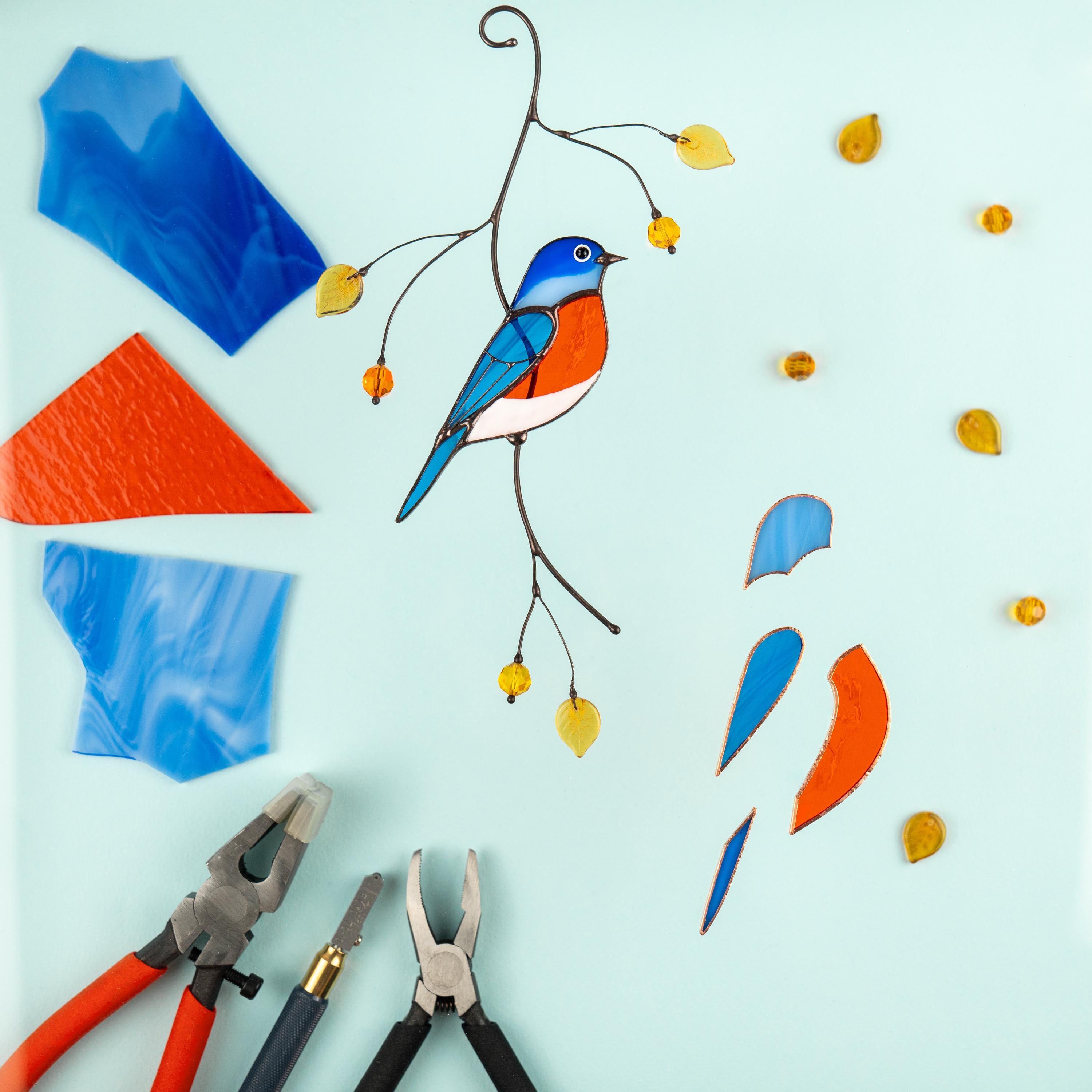 Bluebird stained glass suncatcher Mother in law gifts Bird wall art stained glass window hangings New home gift Garden decoration