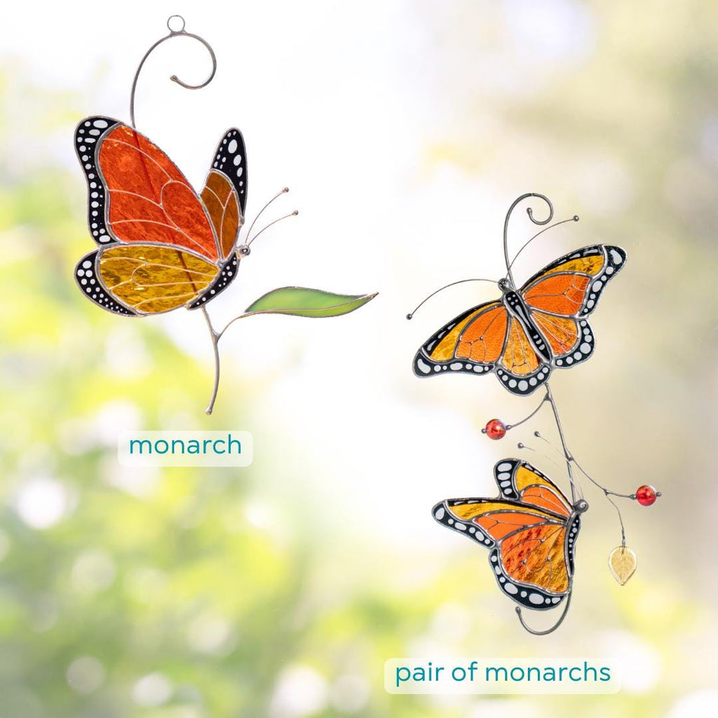 Monarch butterfly stained glass window hangings Gift for grandma Stained glass butterfly wall art Garden decoration