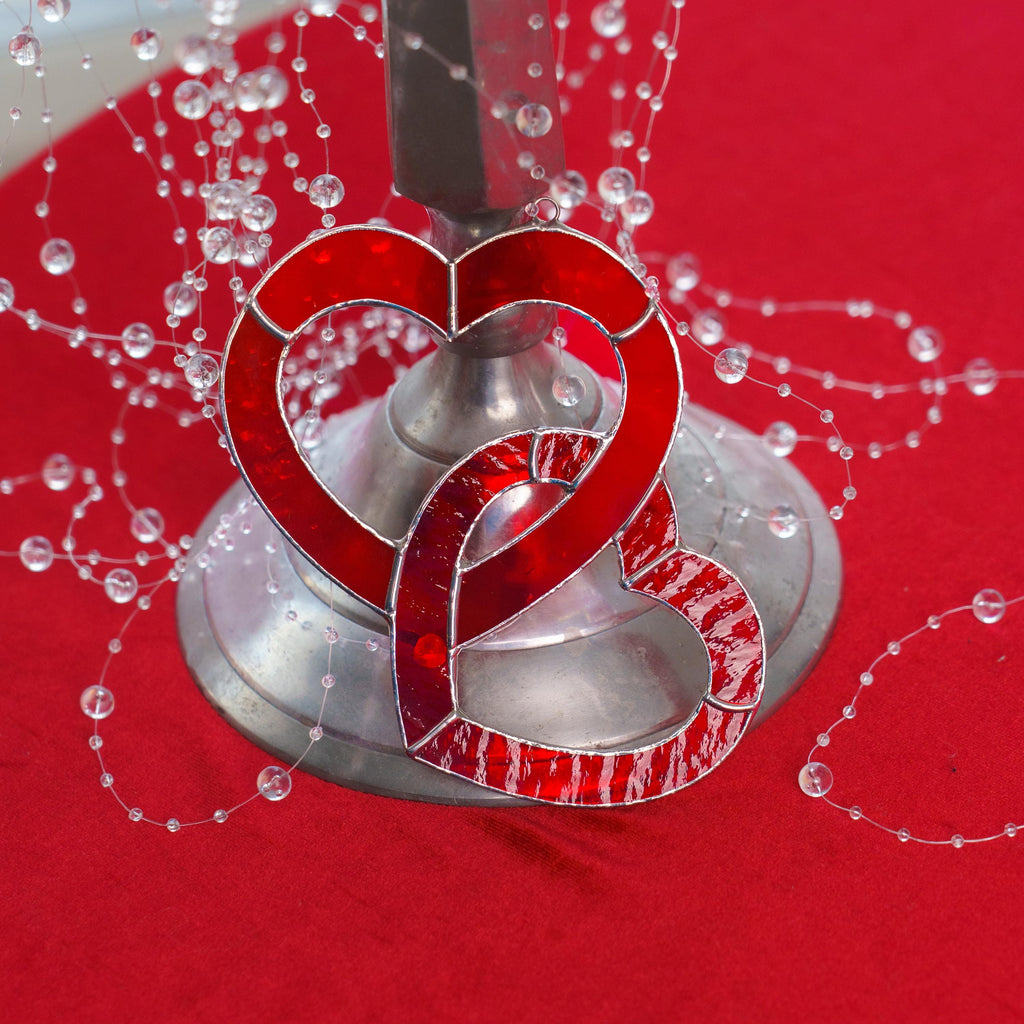 Stained glass heart ornament Valentines gift for girlfriend Stained glass window hangings Romantic gifts Valentines gift for wife