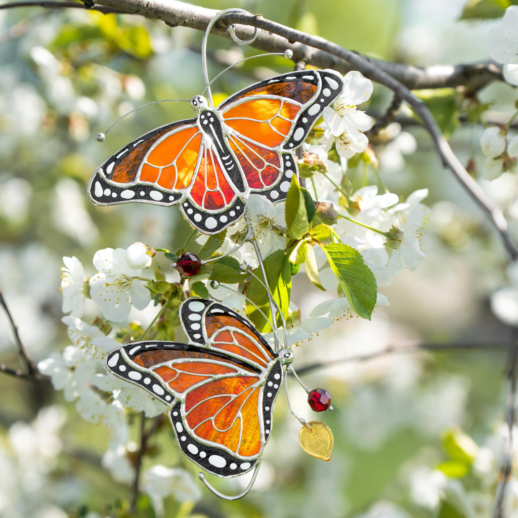 Stained glass monarch butterfly Best gift for mom Butterfly gifts stained glass window hangings Sister in law gifts Patio decor