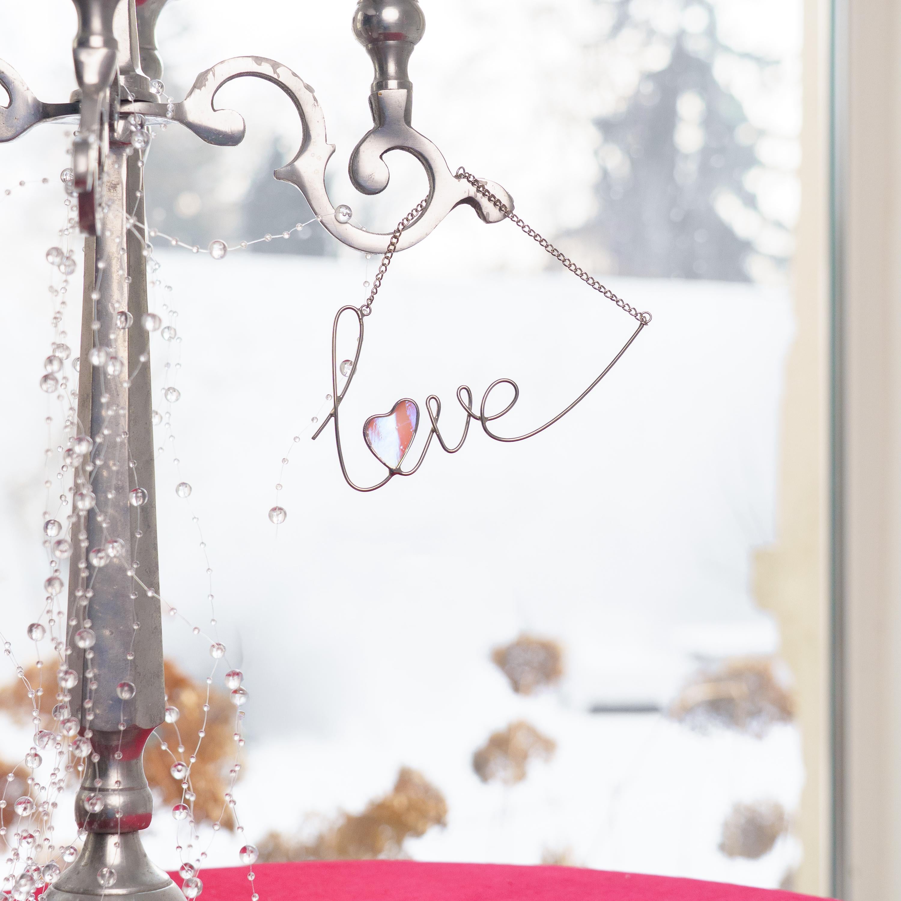 Valentines decor stained glass window hangings 1st anniversary gift Valentines gift for girlfriend stained glass suncatcher