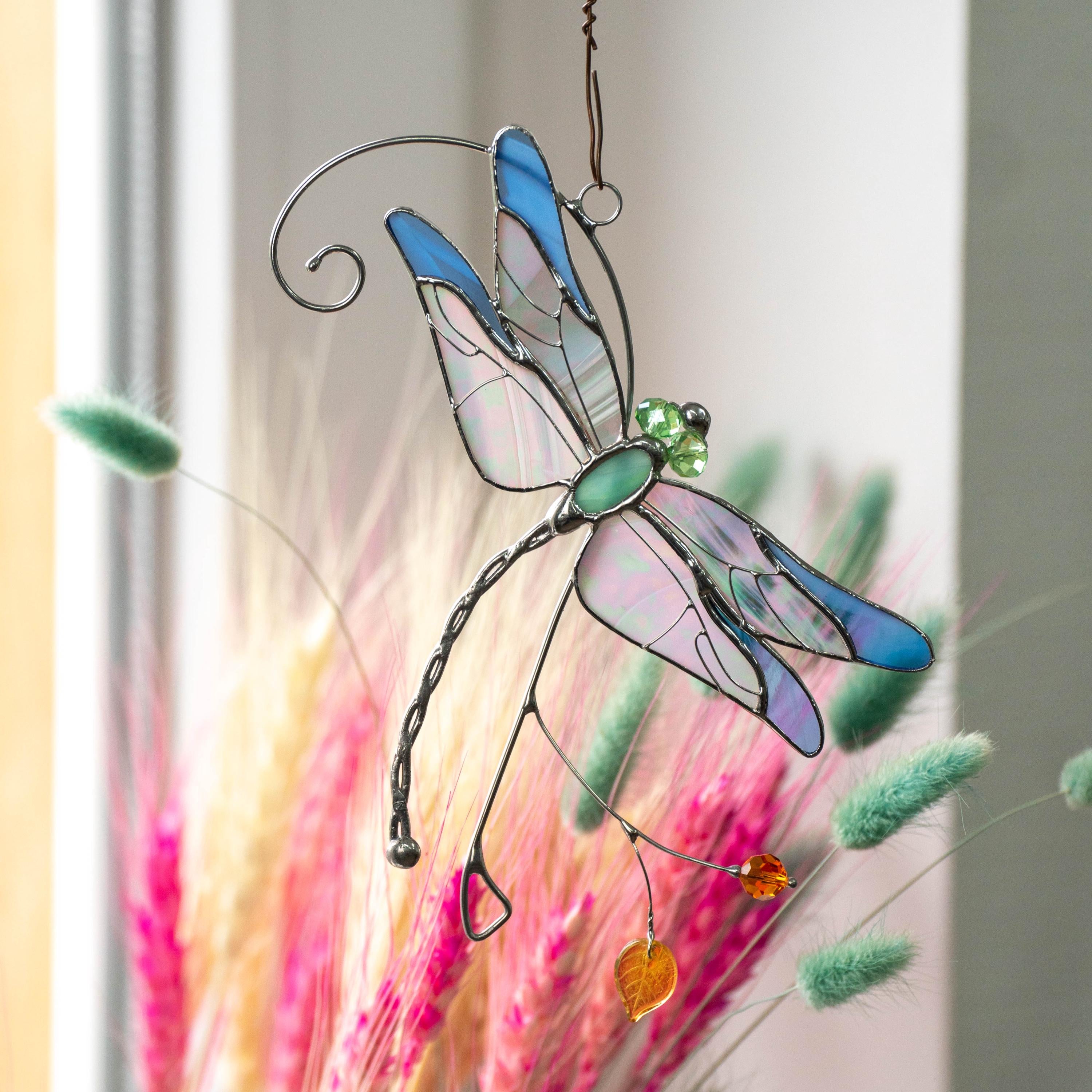 Stained glass dragonfly Sister in law gifts Dragonfly wings Custom stained glass dragonfly suncatcher Grandma gifts