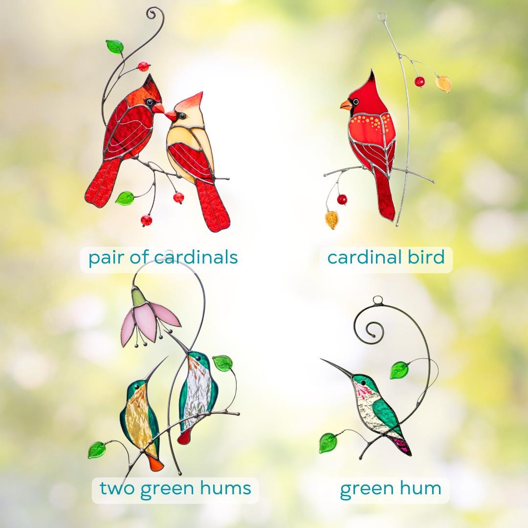 Cardinal stained glass memorial suncatcher Godfather gift Cardinal gifts stained glass window hangings Outdoor garden art