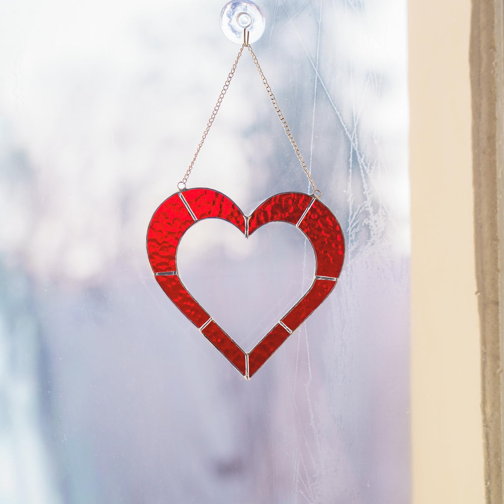Stained glass Valentine decor Mother in law wedding gift Heart stained glass window hangings Wedding gift for couple unique Romantic art