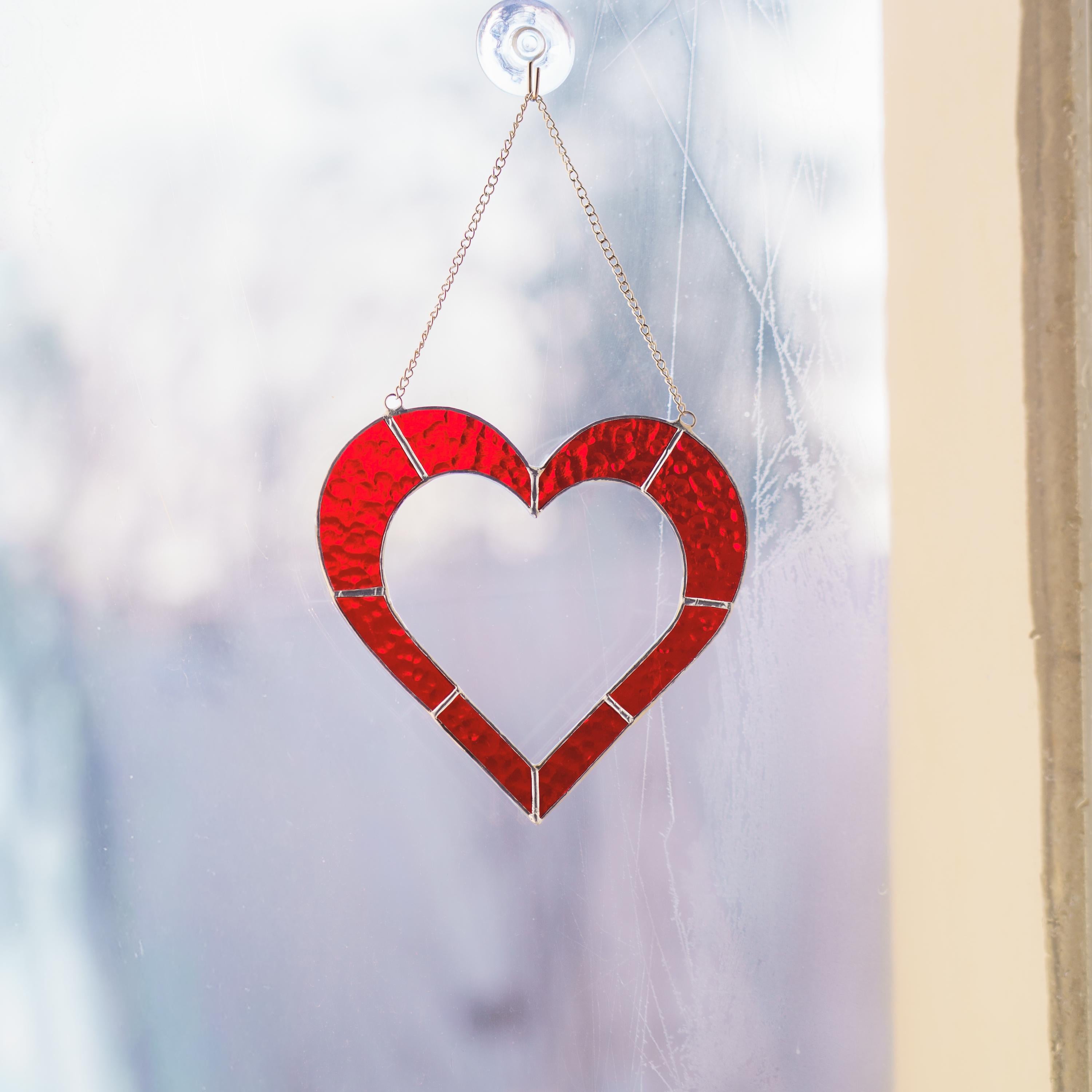 Stained glass Valentine decor Mother in law wedding gift Heart stained glass window hangings Wedding gift for couple unique Romantic art
