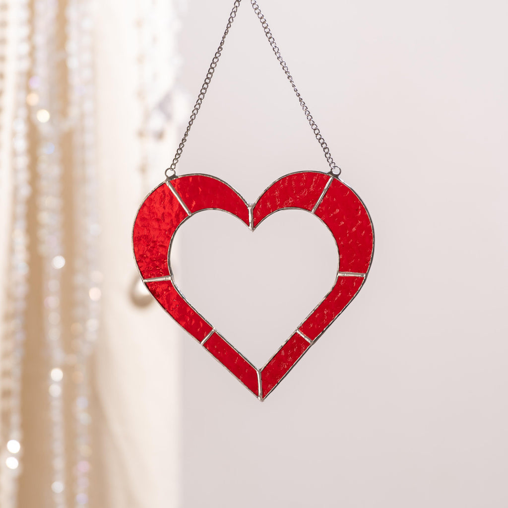 Stained glass Valentine decor Mother in law wedding gift Heart stained glass window hangings Wedding gift for couple unique Romantic art