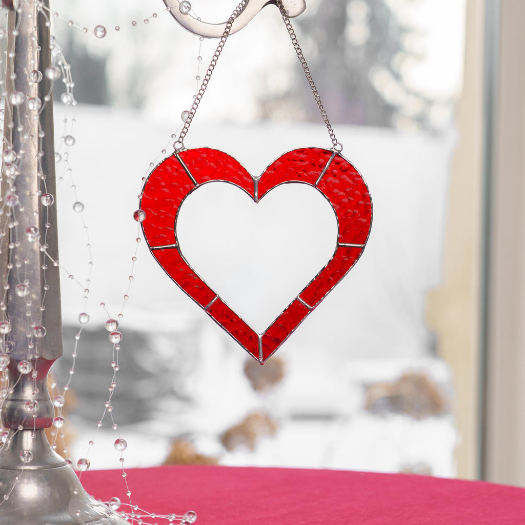 Stained glass Valentine decor Mother in law wedding gift Heart stained glass window hangings Wedding gift for couple unique Romantic art