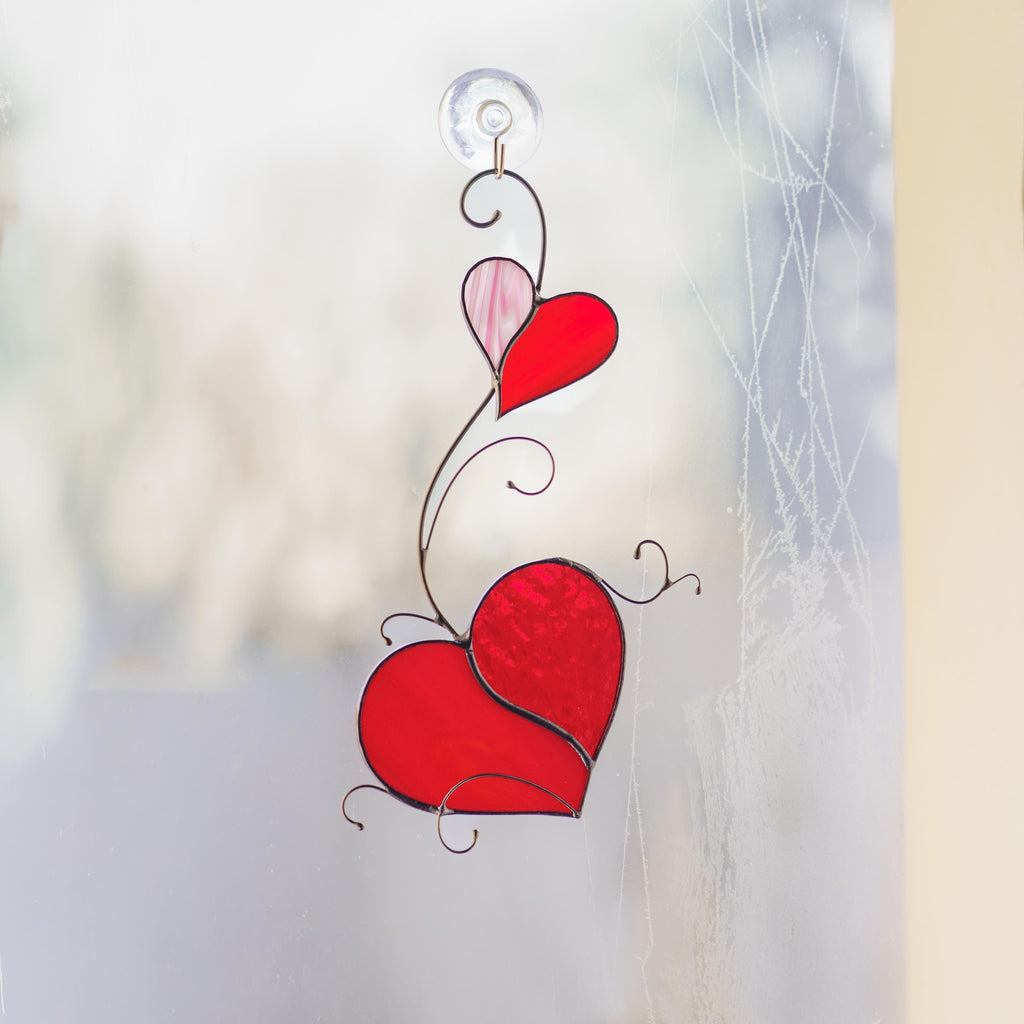 Stained glass heart Valentines Day gifts for wife Custom stained glass window hangings Romantic gifts Stained glass heart ornament