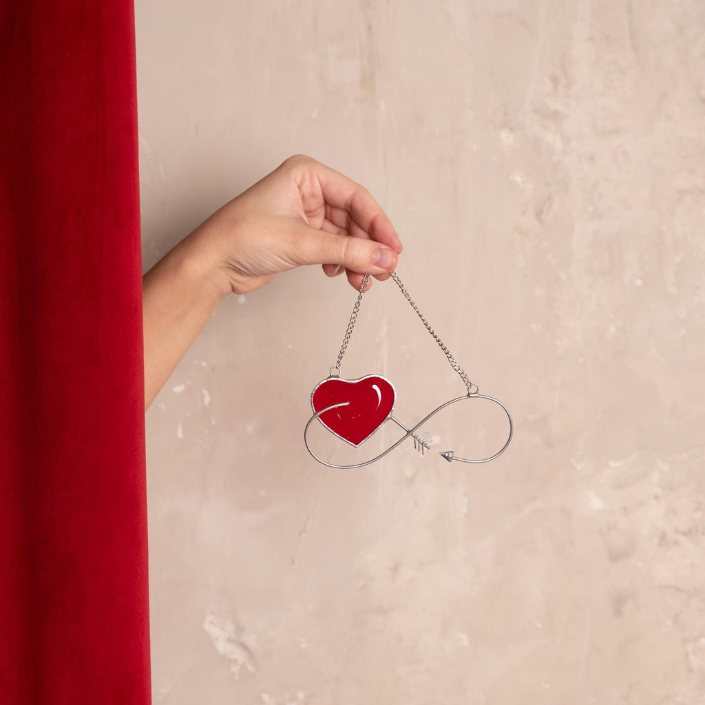 Heart stained glass suncatcher Valentines gift for wife Romantic gifts stained glass window hangings Valentine couple gift Stained glass art