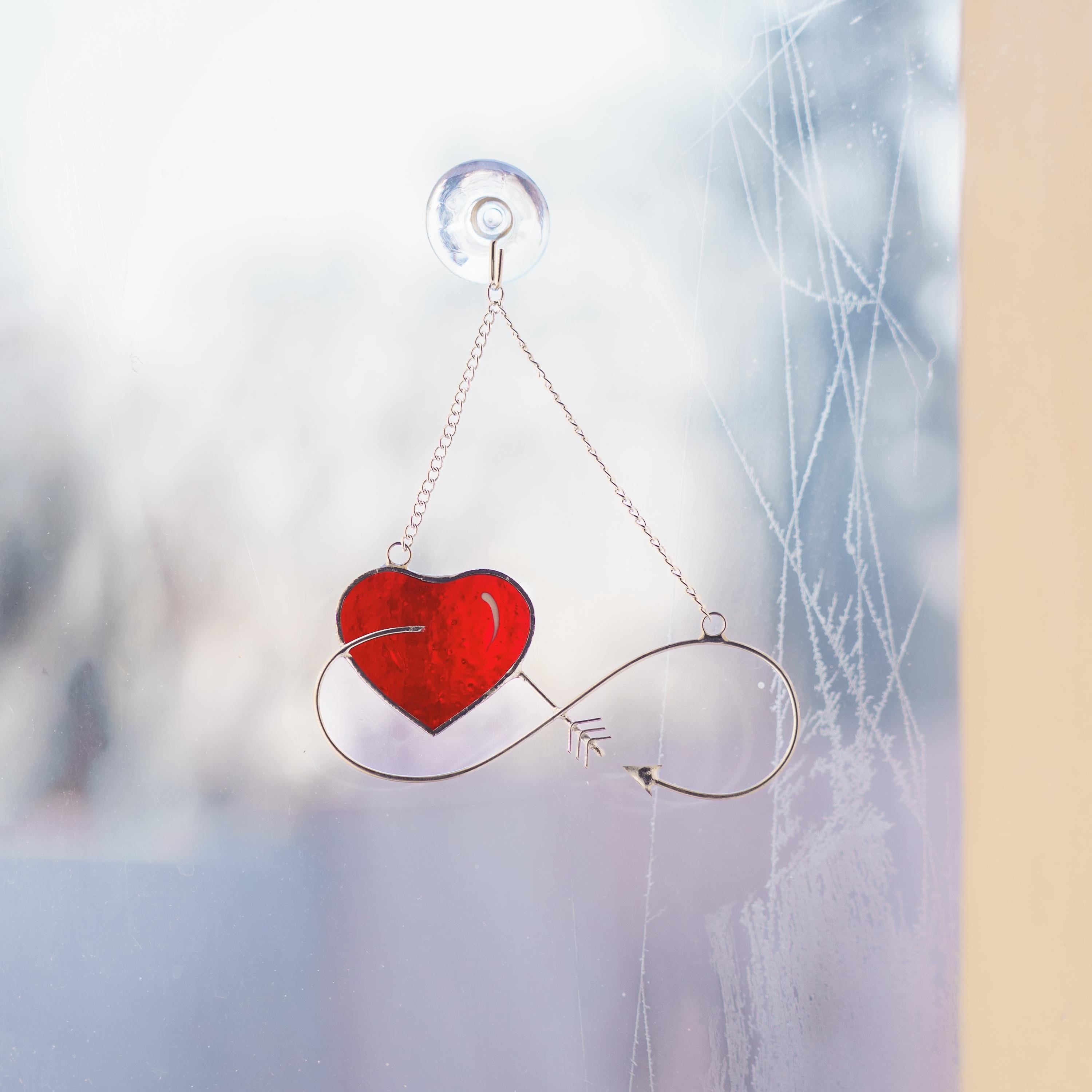 Heart stained glass suncatcher Valentines gift for wife Romantic gifts stained glass window hangings Valentine couple gift Stained glass art