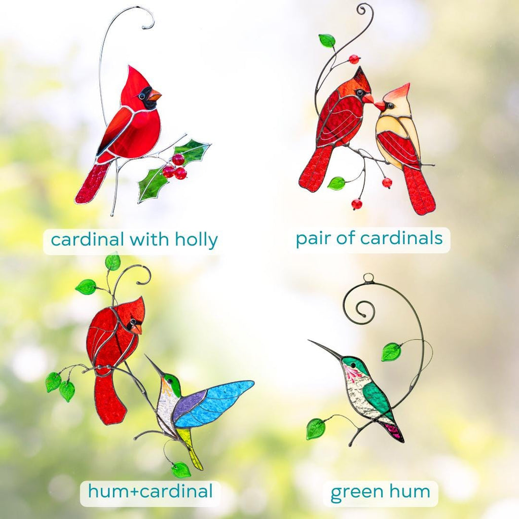Cardinal stained glass bird Godfather gift Cardinal ornament stained glass suncatcher Bird lover gifts stained glass window hangings