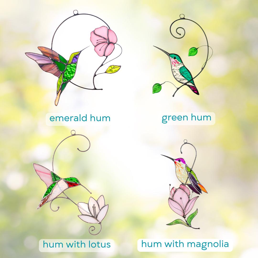 Hummingbird stained glass window hangings Best gift for mom Custom stained glass hummingbird suncatcher Bird stained glass window