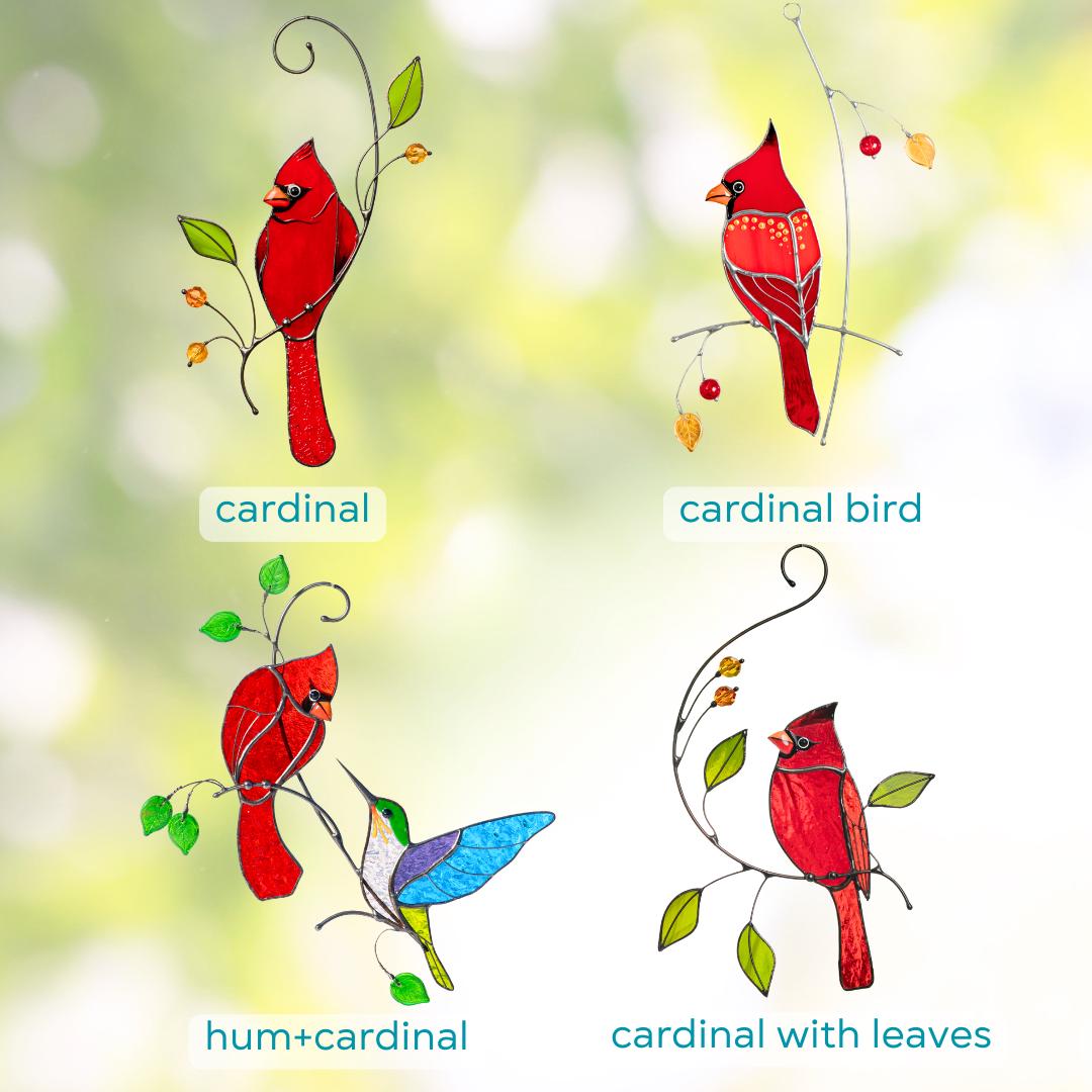 Stained glass bird suncatcher New Mom Gift Cardinal memorial ornament stained glass window hangings Stained glass bird artwork