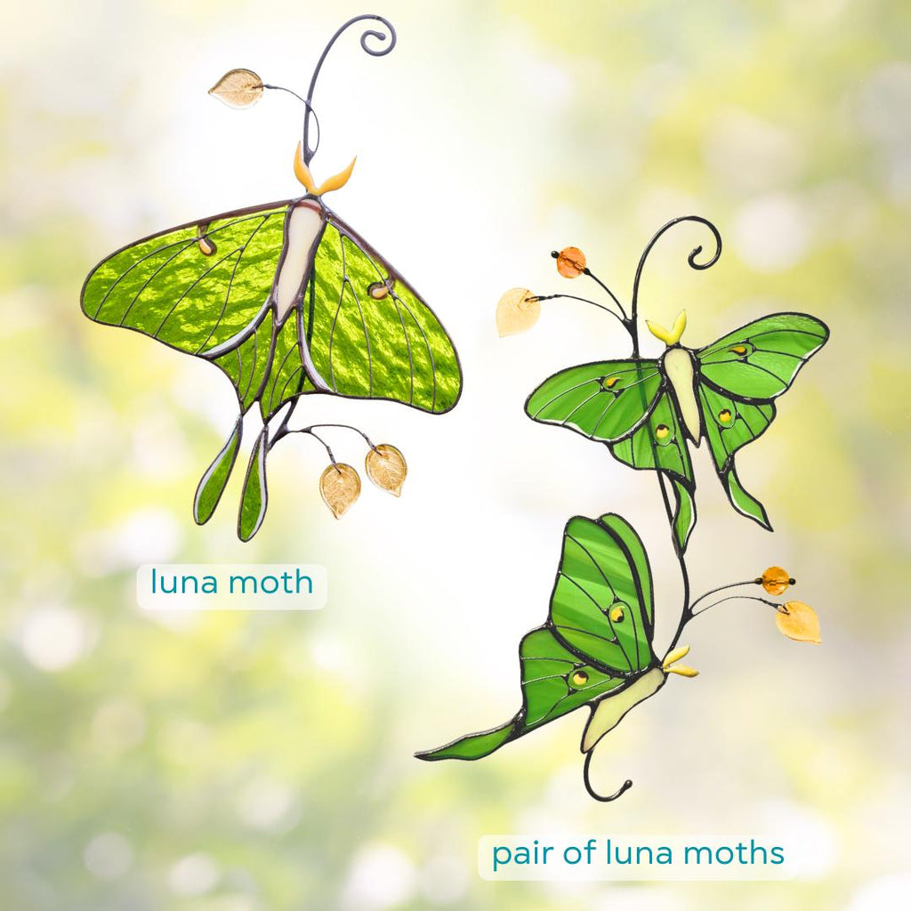Stained glass butterfly ornament Daughter in law gift Luna Moth Custom stained glass butterfly memorial Stained glass butterfly garden art