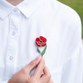 Stained glass poppy brooch Mother in law gift Art nouveau jewelry