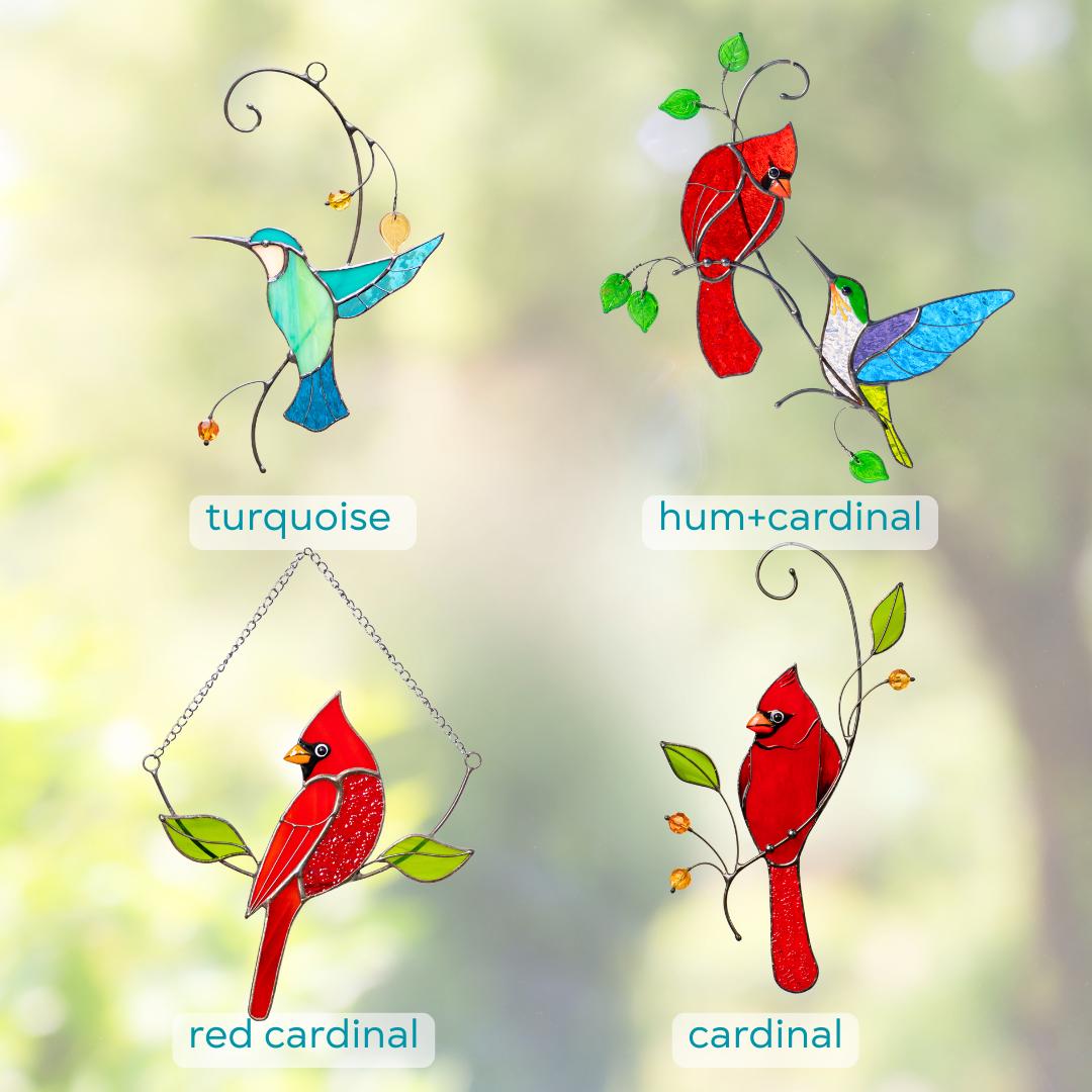 Cardinal stained glass window hangings Godfather gift Custom stained glass cardinal suncatcher Cardinal gifts Patio decor