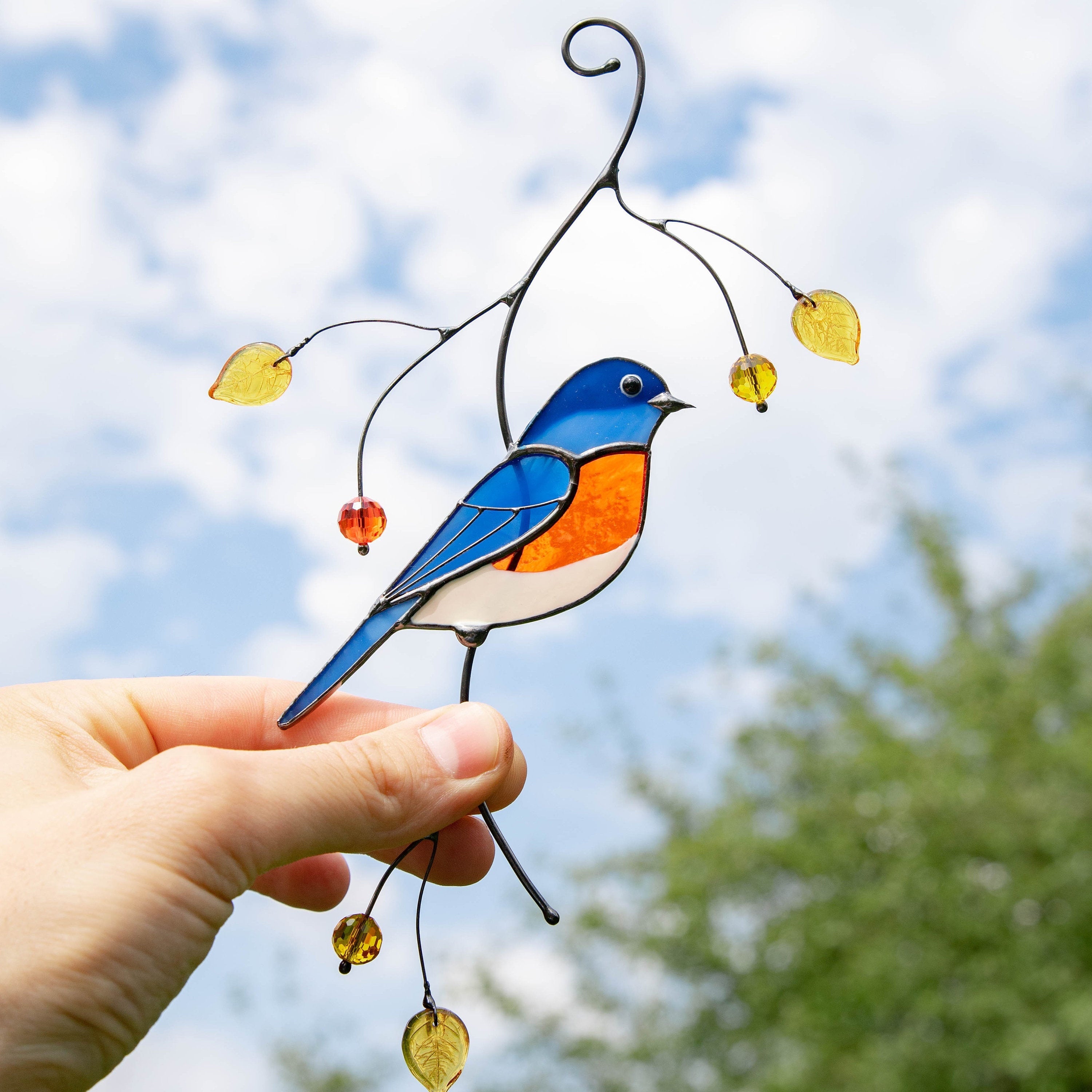 Bluebird stained glass suncatcher Mother in law gifts Bird wall art stained glass window hangings New home gift Garden decoration
